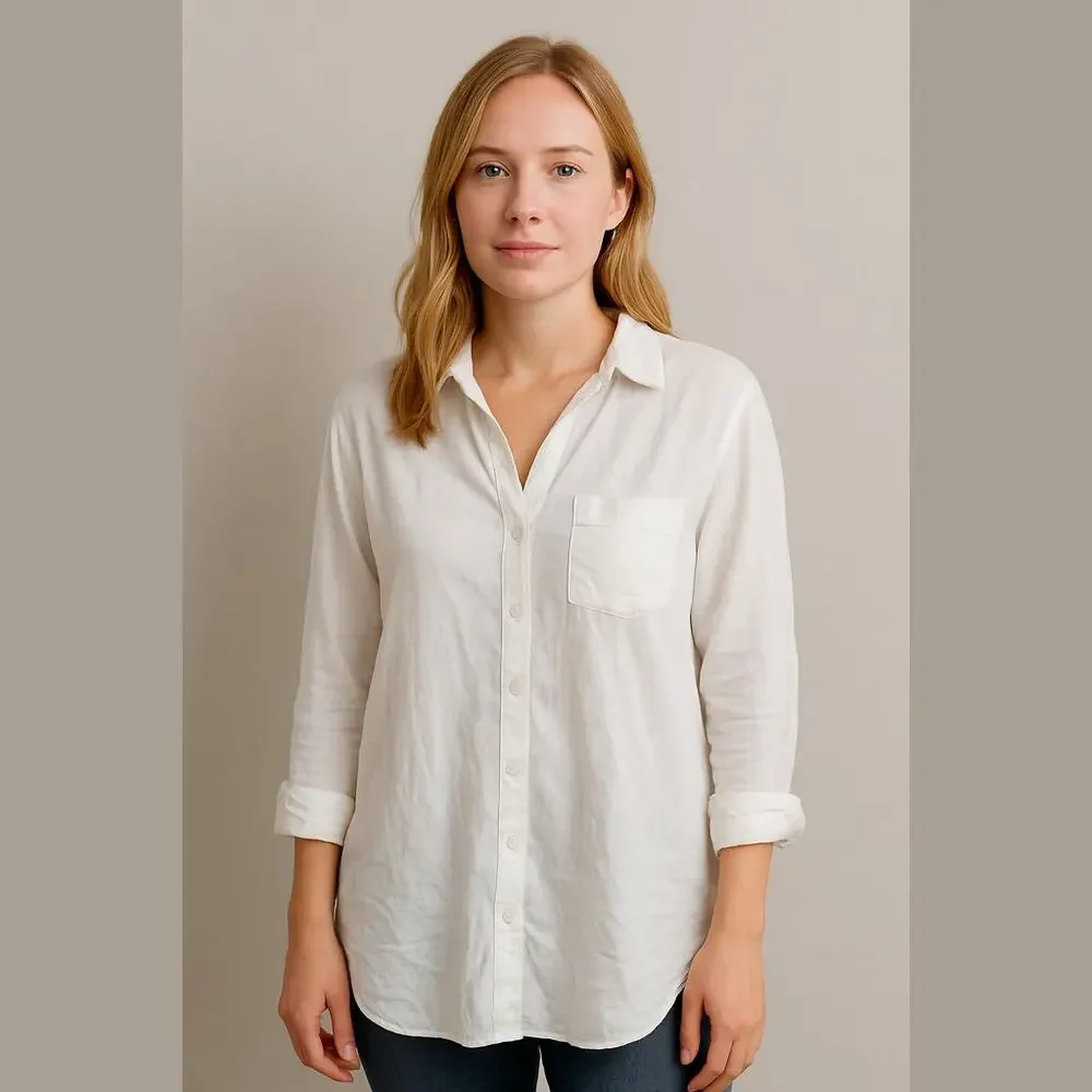 New York & Company Button Down Shirt White XL - Picture 1 of 7
